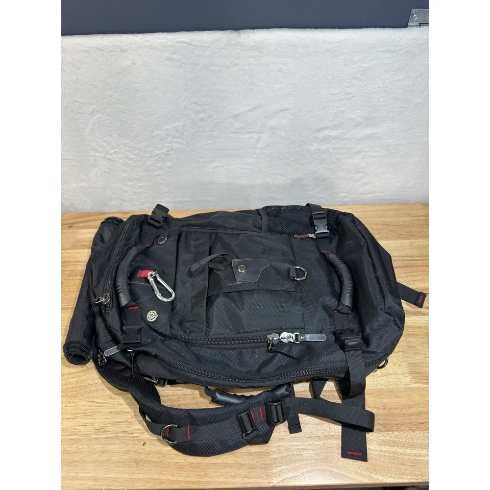 KAKA Travel Backpack, Carry On Flip to Duffel Bag EUC Black 35L